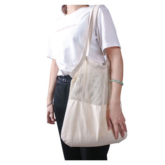 Mesh Calico Tote Bags Being Worn